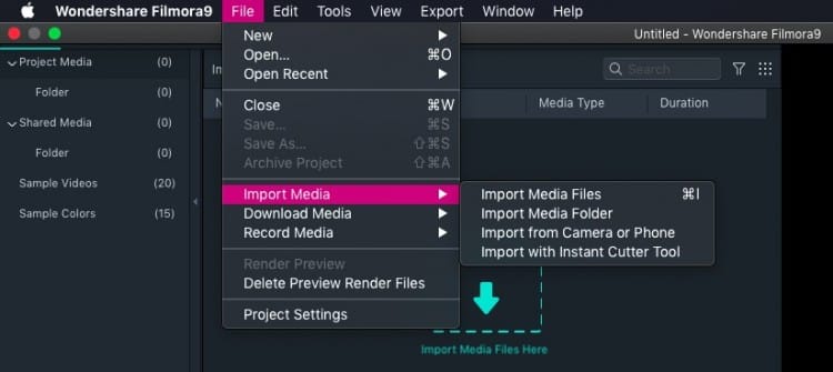 Import Media in Wondershare Filmora9 - How To Mix Different Video Type Footage Sources