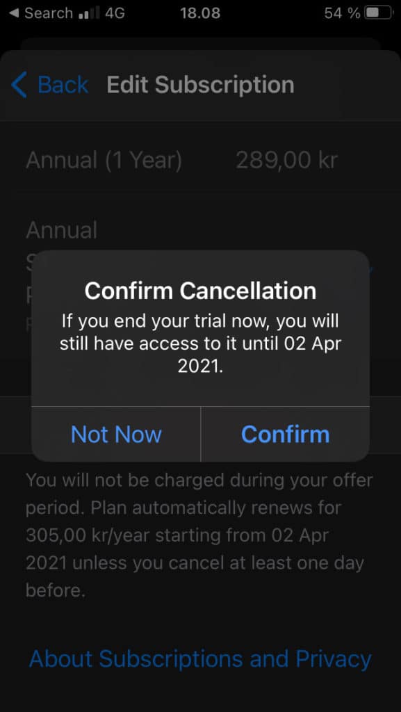 tap Subscriptions, and cancel the one you don't want.