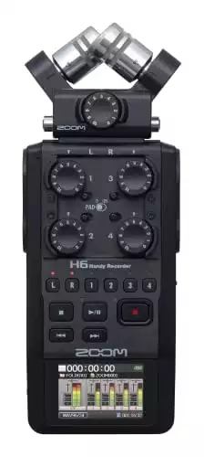 ZOOM H6 All Black (2020 Version) Portable Studio, 4 XLR/TRS Inputs, Records to SD Card, USB Audio Interface, Battery Powered (H6AB)