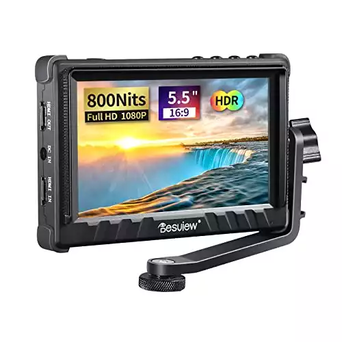 Desview P5II Camera Monitor 5.5 inch 800nits Full HD 1920x1080 IPS 4K HDMI with HDR Waveform 3D LUT Field Monitor Peaking Focus Assist 8V DC Output Include Sunshade and Tilt Arm