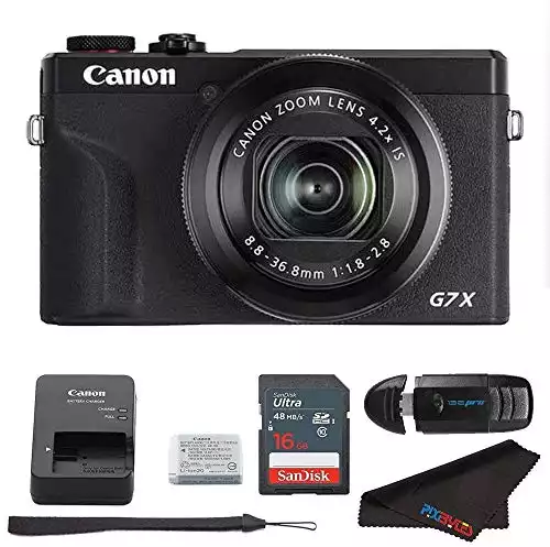 Canon PowerShot G7 X Mark III Digital Camera (Black) + 16GB Memory Card + Memory Card Reader + Pixibytes Microfiber Cleaning Cloth