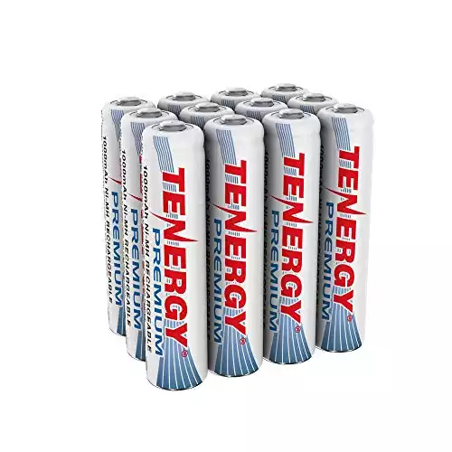 Tenergy Premium Rechargeable AAA Batteries, High Capacity 1000mAh NiMH AAA Batteries, AAA Cell Battery, 12 Pack
