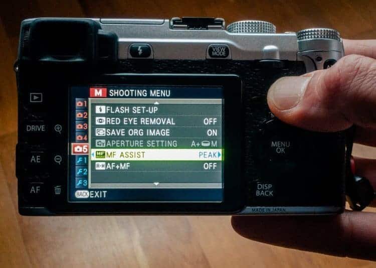 How to set focus peak on the Fuji X-E1
